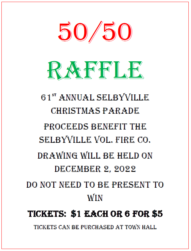 5050 Raffle Town of Selbyville