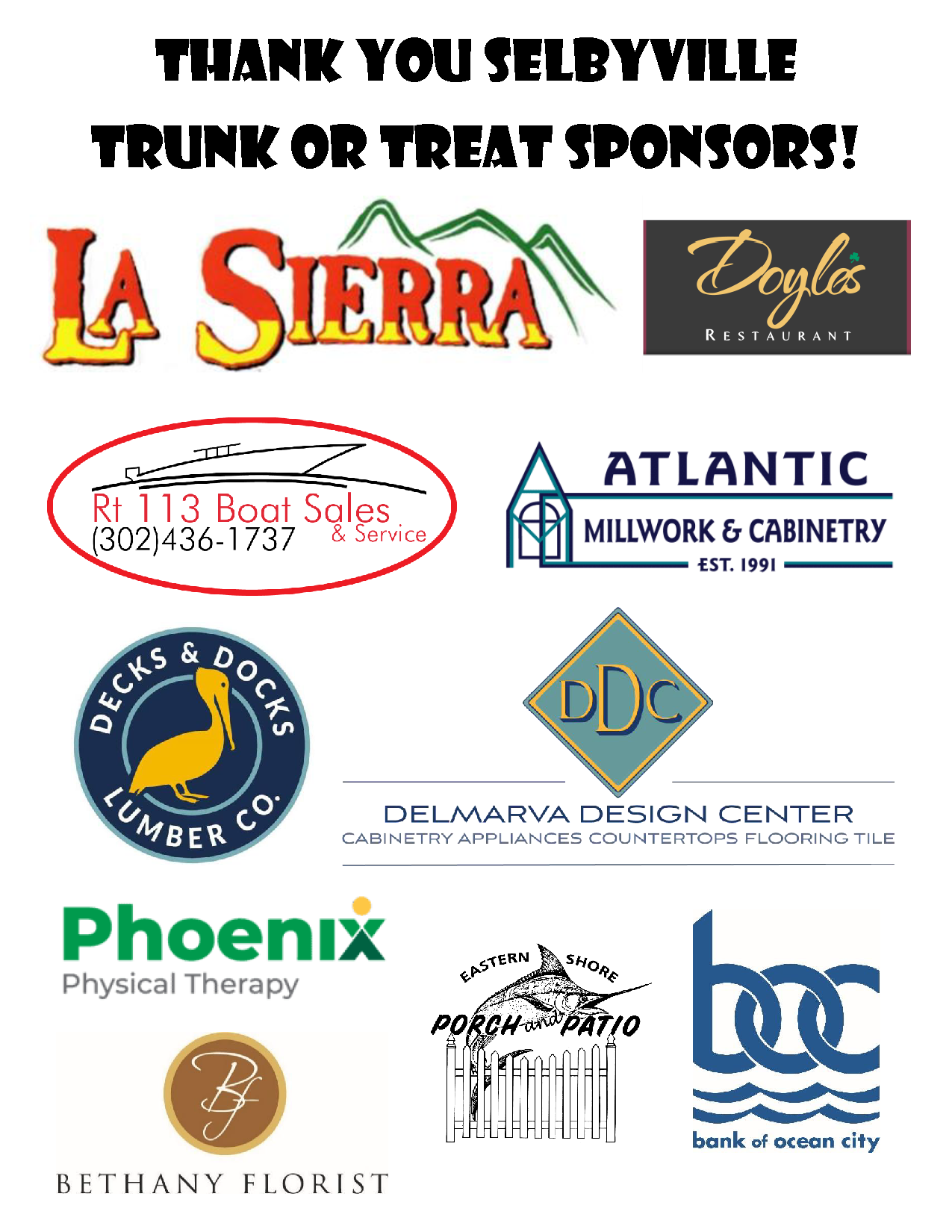 2024 Trunk or Treat Sponsor Logos