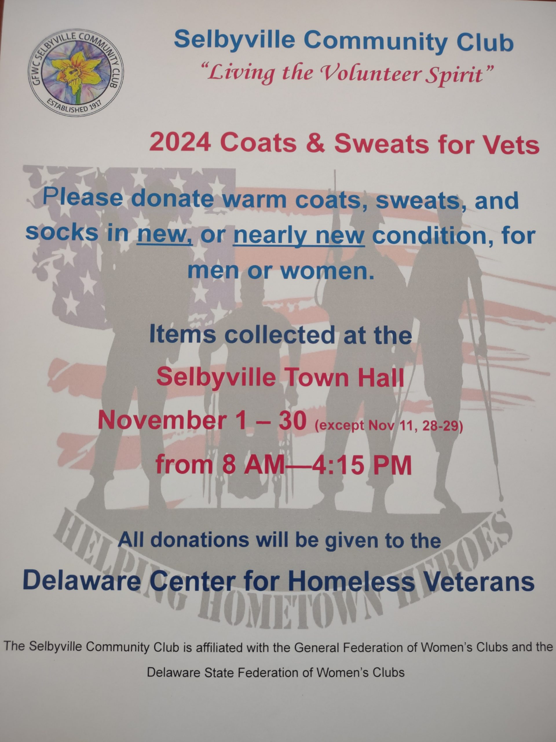 2024 Coats & Sweats for Vets Flyer